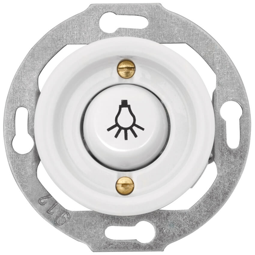 THPG Thomas Hoof - Kombi-UP-Einsatz, Porzellan weiß - Wipp-Taster, Symbol "Licht"