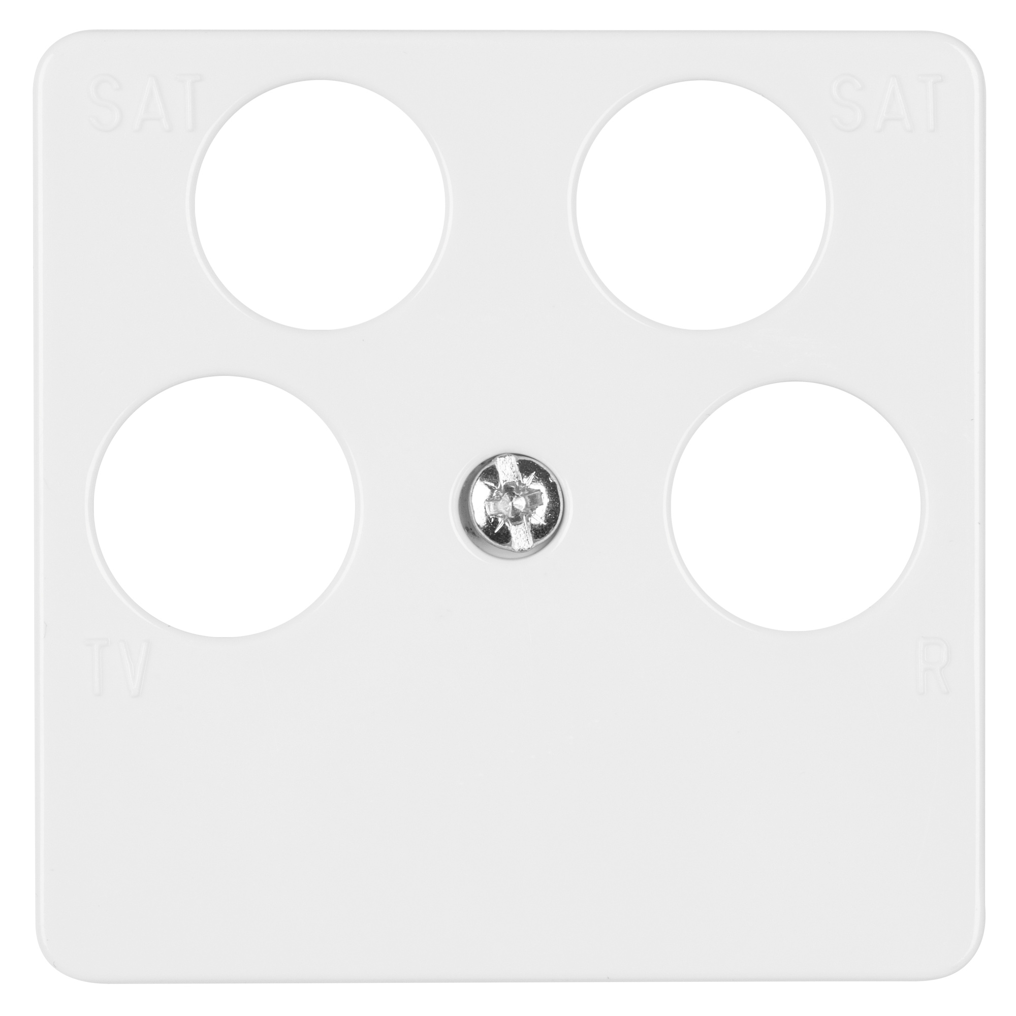 BUSCH-JAEGER - Zentralplatte, für 2 x SAT/TV/Radio- Antennensteckdose, 4-Loch, 50 x 50, alpinweiß -