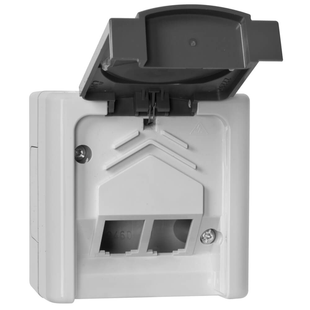 KOPP - AP/FR, BLUE ELECTRIC, grau/hellgrau - 2 x Keystone Jack RJ45, leer