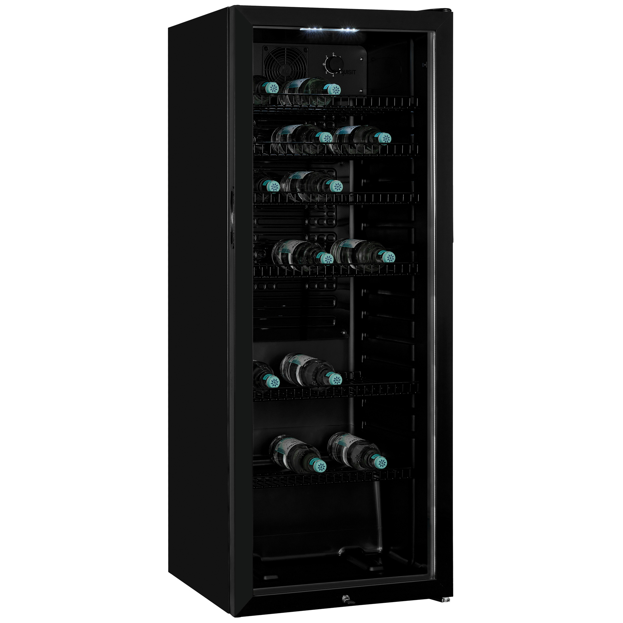 Glastürkühlschrank, 237 Liter, H 1.400, abschließbar, schwarz