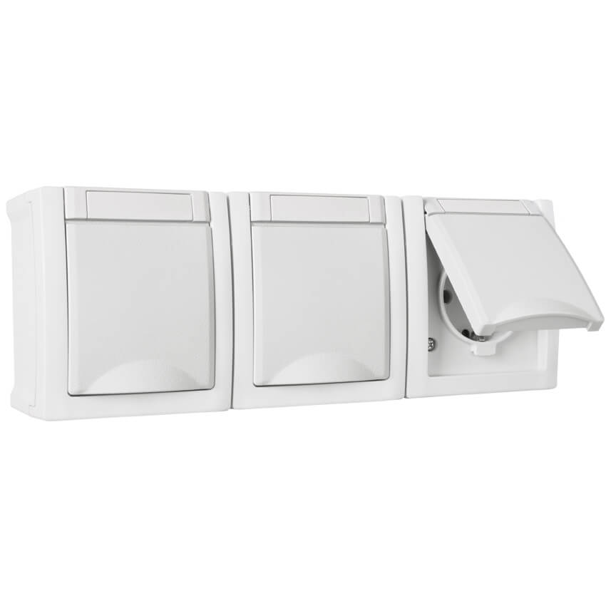 Panasonic® - AP/FR - PACIFIC - weiß -  Steckdose, 3-fach, waagerecht