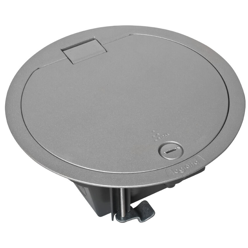 Boden-Einbau-Steckdose, Klappdeckel, 2/4 Module 45 x 45 / 22,5 x 45