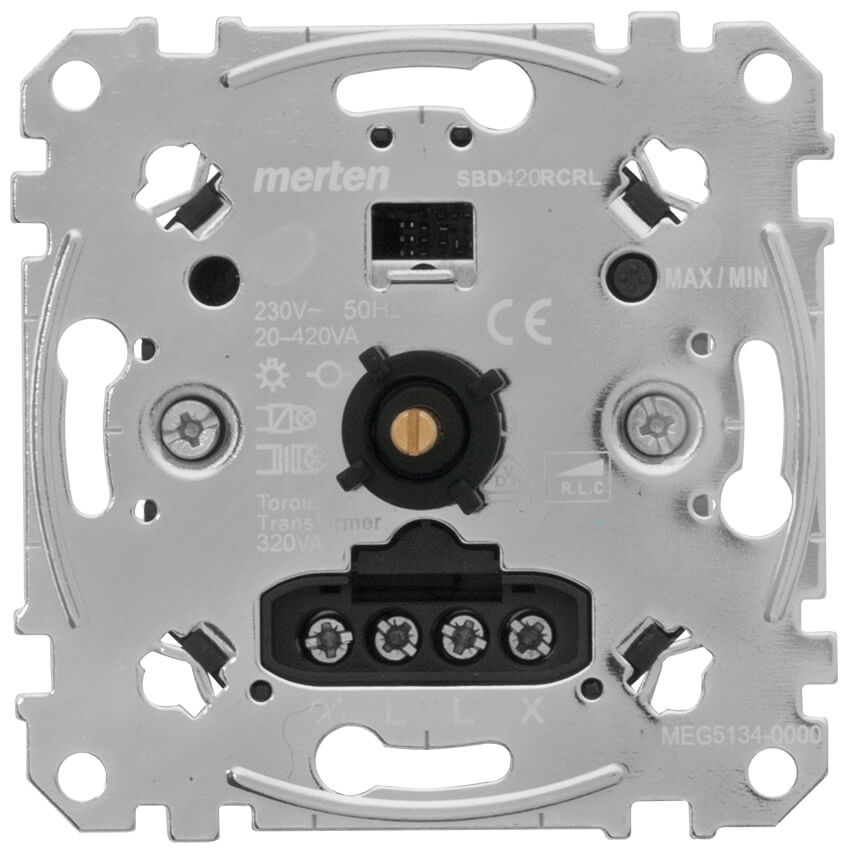 Dimmer-Schaltereinsatz, Druck-Wechsel, 4-400W/VA (40/200VA), Phasenan- und -abschnitt, System M