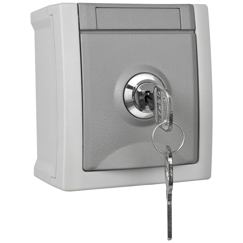 Panasonic® - AP/FR - PACIFIC - grau/dunkelgrau - Steckdose, 1-fach, abschließbar, Schließung 7