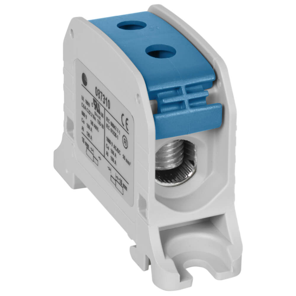 Reihenklemme, 50², für Cu/Alu-Leiter, in modularer Bauform B 20 mm, 1-polig, blau