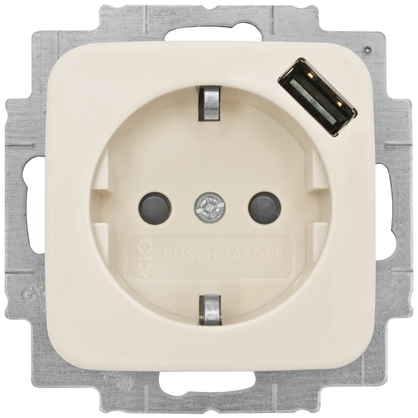 BUSCH-JAEGER® - DURO 2000 SI® - Kombi-Steckdose, 1 x USB-Ausgang 5V/max. 0,7A, cremeweiß