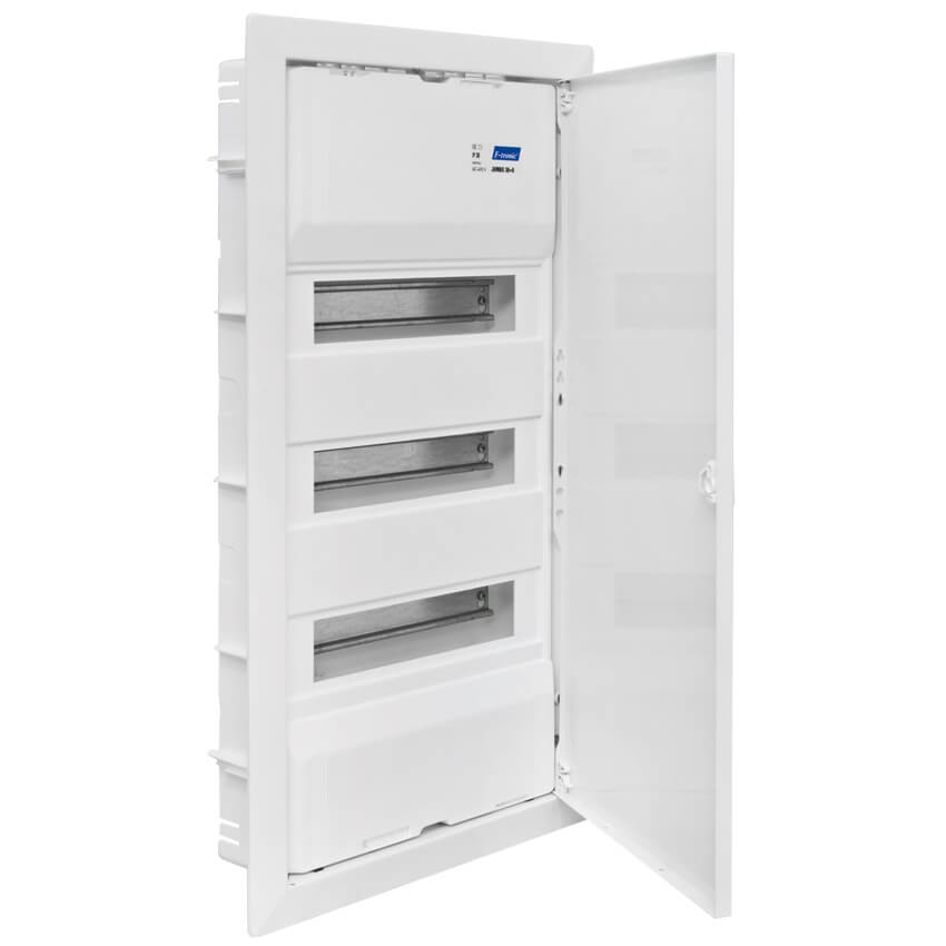 JUMBO-Kleinverteiler, Stahlblechtür und Rahmen, mit Schraubklemmen, 3-reihig 36+6 Module