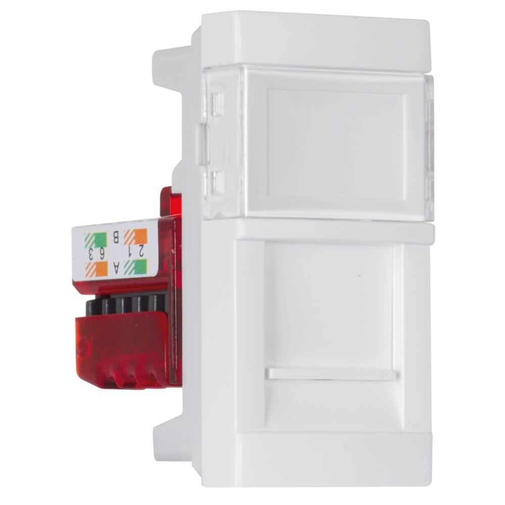 Modul-Einsatz, CAT 6 UTP (250 MHz) ungeschirmt, RJ45-Daten-Buchse, für Boden-Einbau-Steckdose, reinweiß