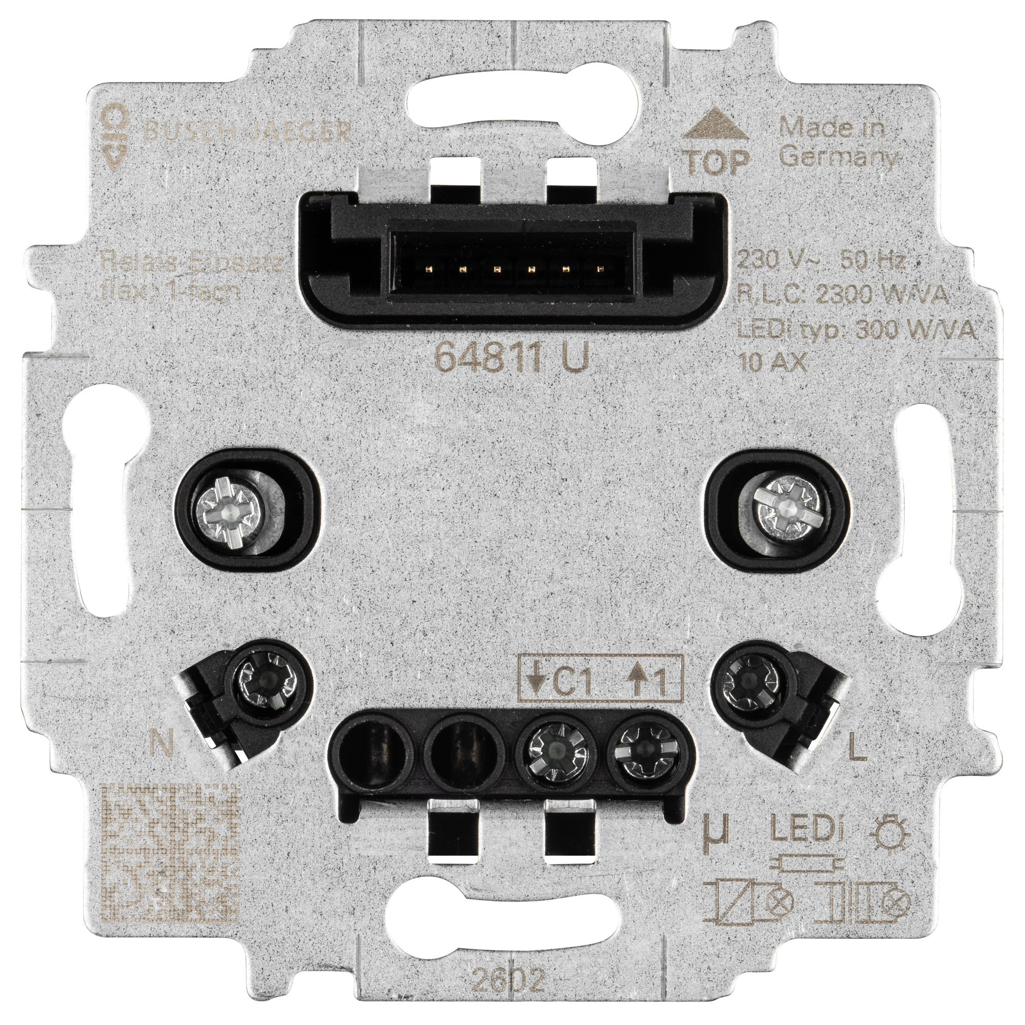 BUSCH-JAEGER - Relais-Einsatz flex, 1-fach, 64811 U, 2.500W/300VA, 3-Draht, für Busch-Wächter S - 64