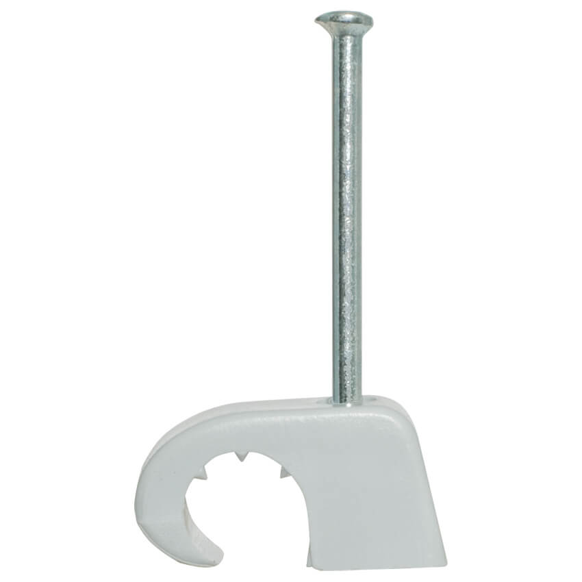 Haftclips mit Stahlnagel,  grau, halogenfrei, Polypropylen (PP) - 4-7mm, 20mm Nagel