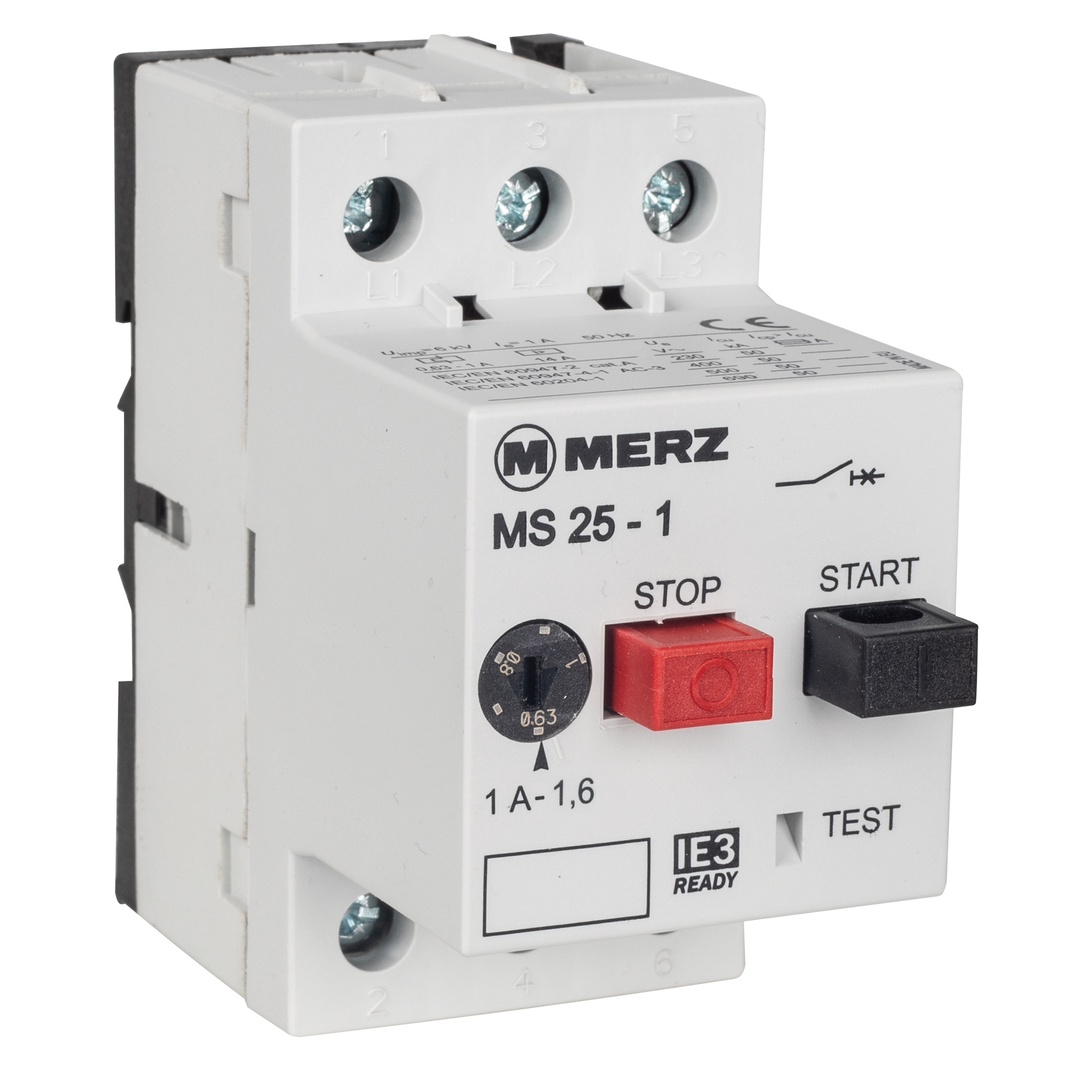 Motorschutzschalter, MS-25, 3-polig, 690V, AC-3, IE3-konform, 1,0-1,6A