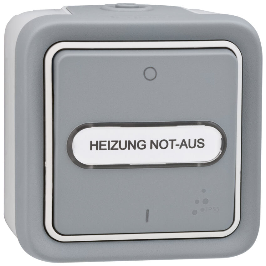 AP/FR-Programm, PLEXO, Heizungsnotschalter, grau