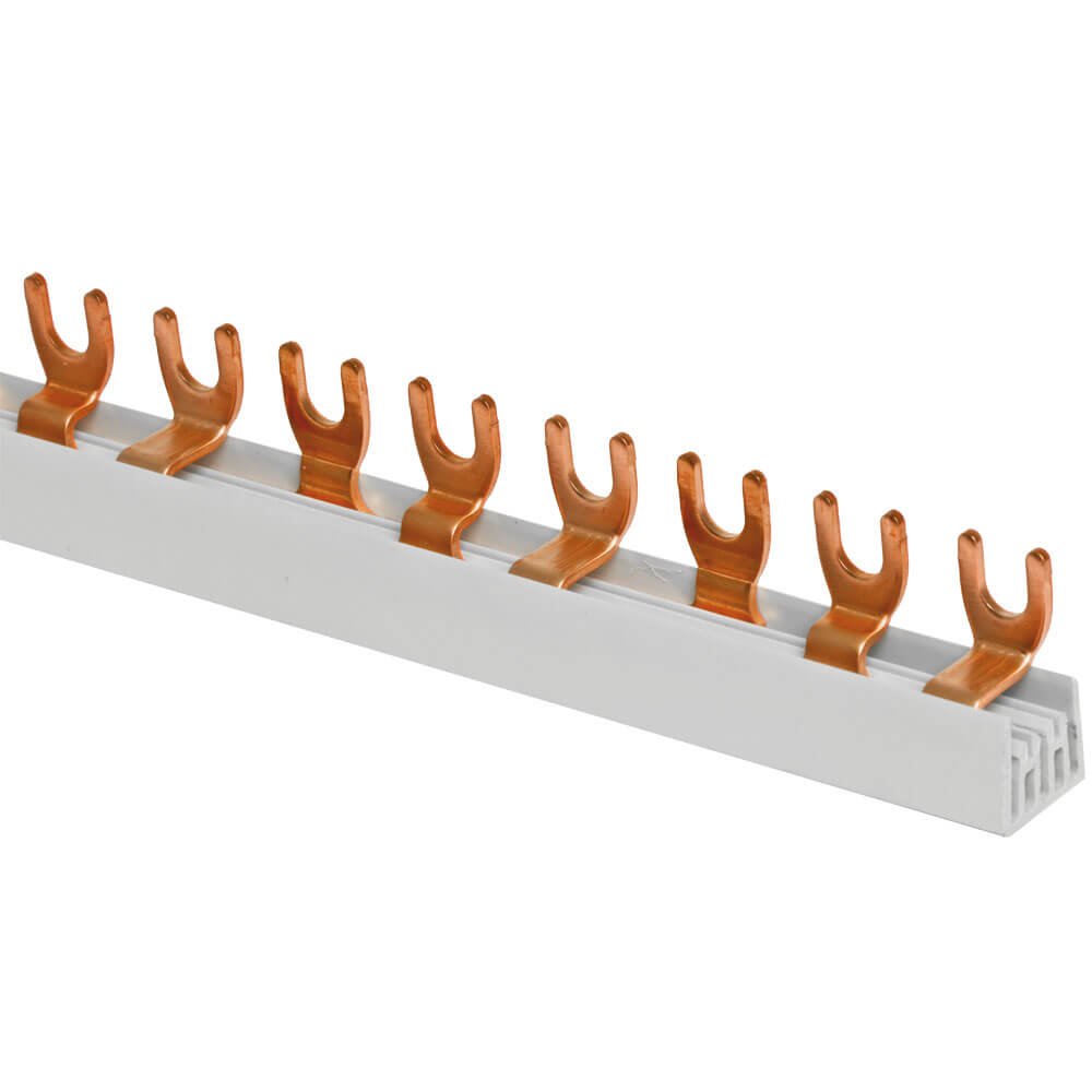 Gabel-Phasenschiene, 10 mm ?, 3-polig, L-Form, für 12 LS-Schalter