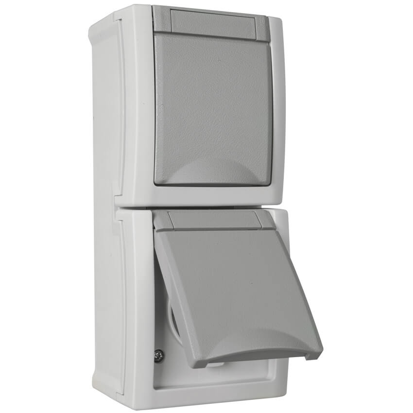 Panasonic® - AP/FR - PACIFIC - grau/dunkelgrau - Steckdose, 2-fach, senkrecht