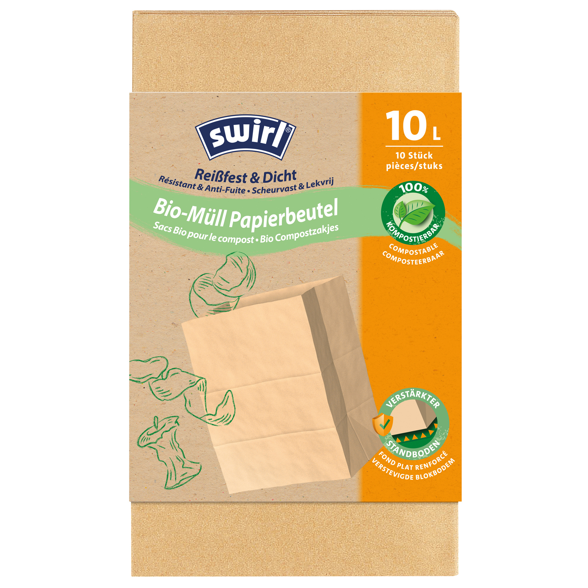 Bio-Müllbeutel, 10 Liter, Papier