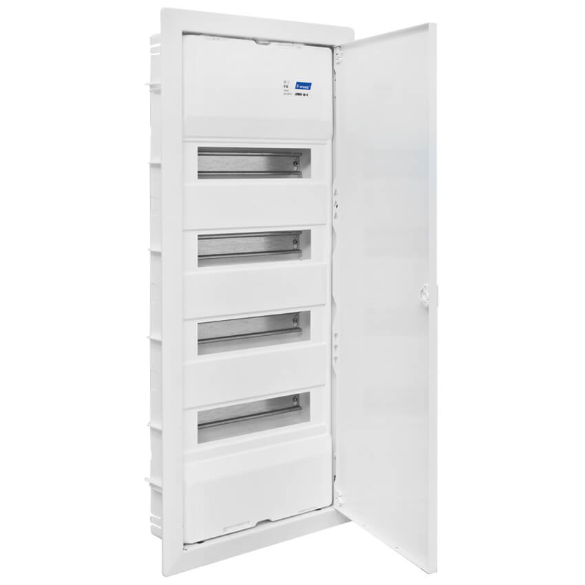 JUMBO-Kleinverteiler, Stahlblechtür und Rahmen, mit Schraubklemmen, 4-reihig 48+8 Module