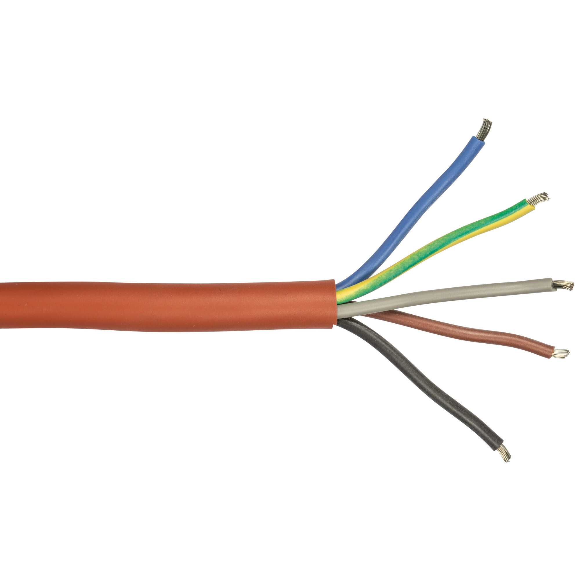 Silikonkabel SiHF, rot/braun, 5G x 1,5², 50 m
