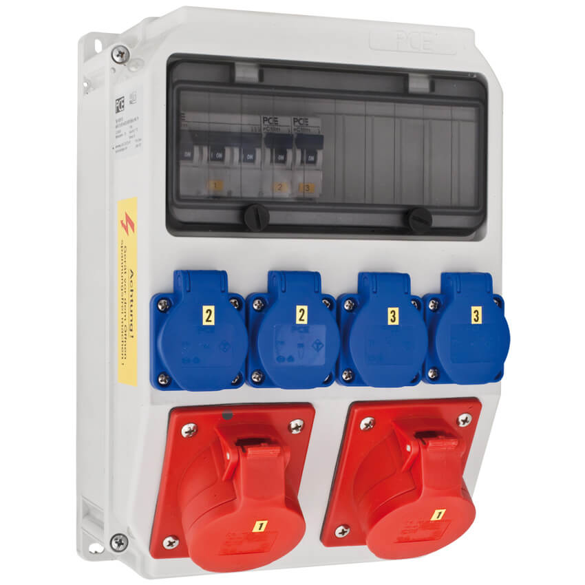 PCE - CEE Steckdosenverteilung ANIF - 2x CEE 16A abgesichert - 4x Schuko abgesichert