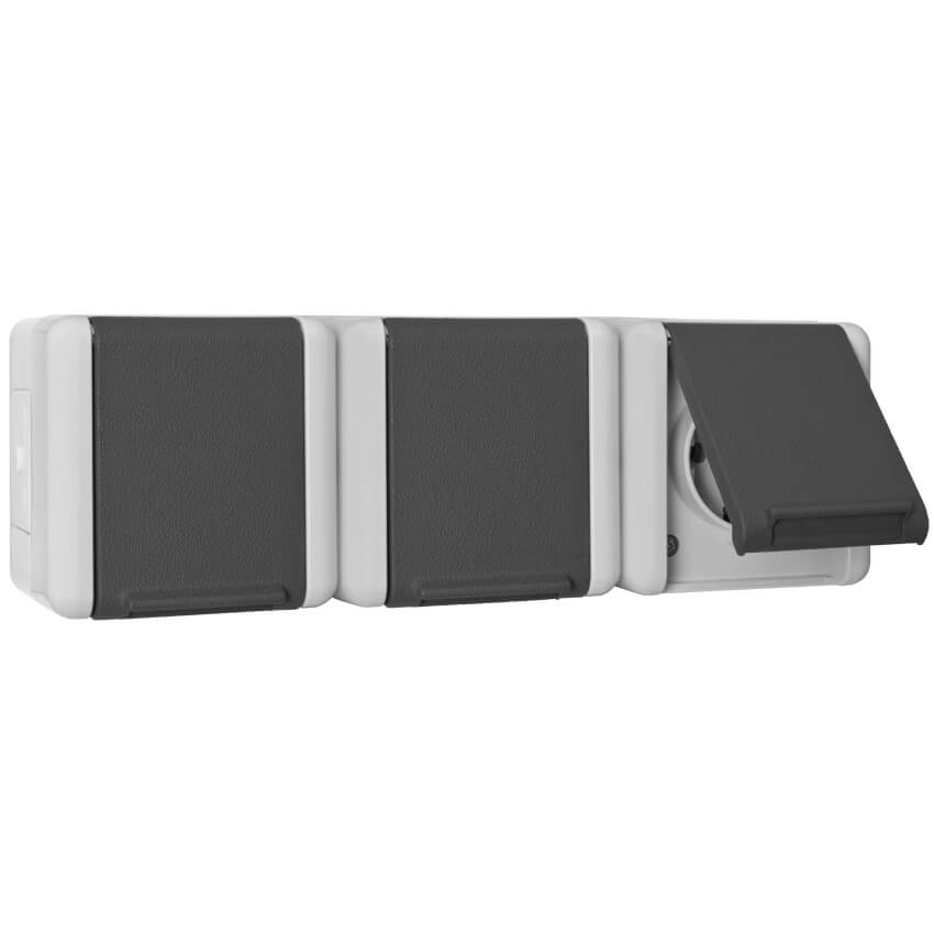 JUNG - AP/FR, WG 800 - 8230W Steckdose, 3-fach, waagerecht