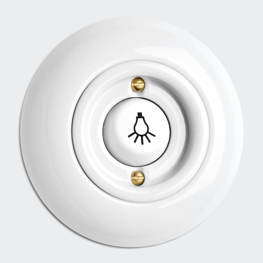 THPG Thomas Hoof - Kombi-UP-Einsatz, Porzellan weiß - Wipp-Taster, Symbol "Licht"