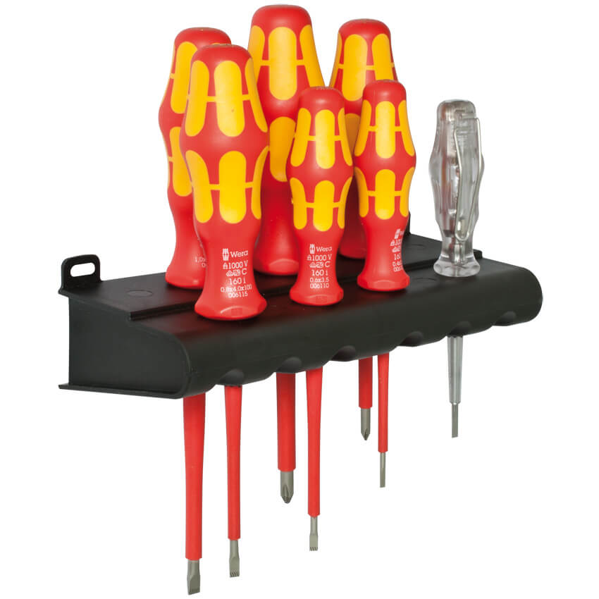 VDE-Schraubendreher-Satz KRAFTFORM PLUS 100, Schlitz/PH+Prüfer, 7-teilig, mit Rack
