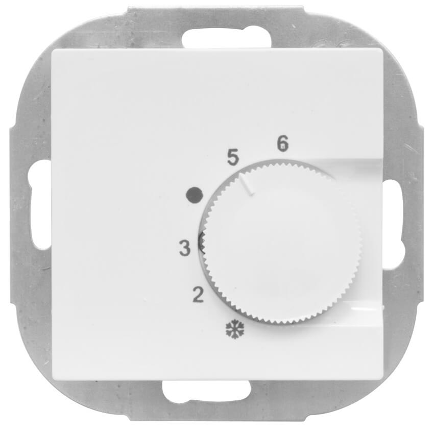 KLEIN® - Kombi-Raumthermostat, Wechsler, 10A (4A), +5° bis +30°, Zentralplatte 55 x 55 mm, reinweiß
