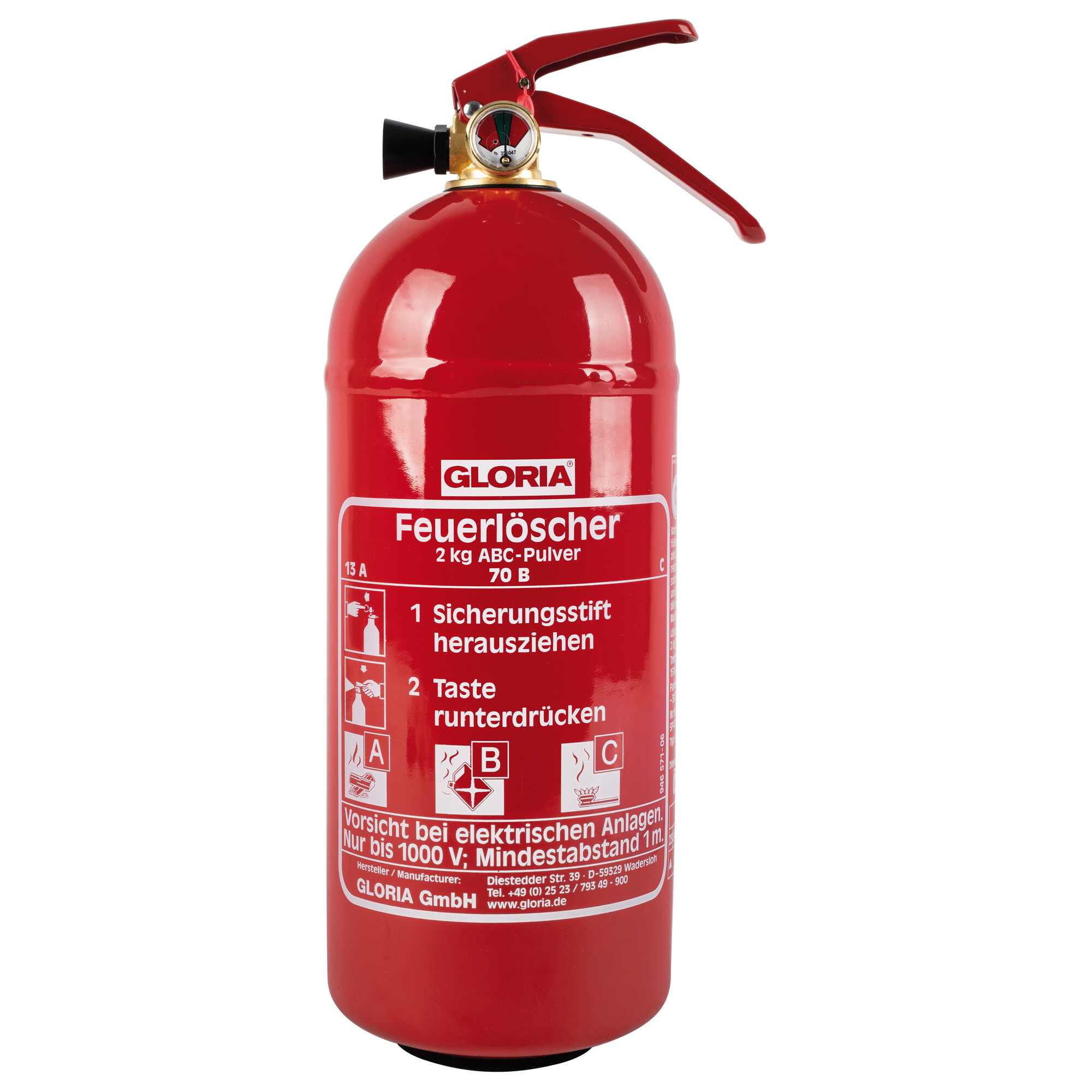 Feuerlöscher Pulver 2 kg, mit KFZ-Halter