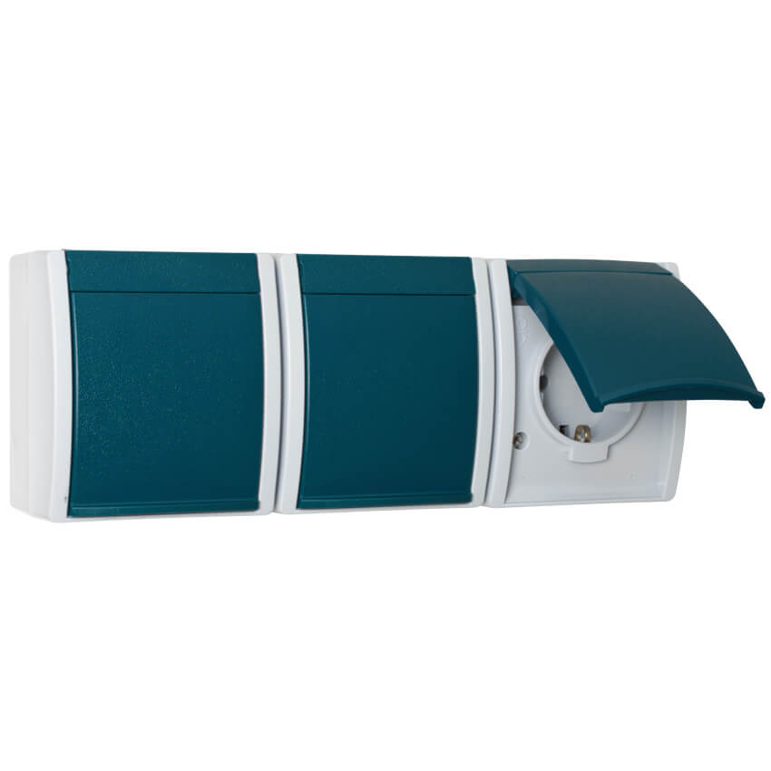 BUSCH-JAEGER - OCEAN, AP/FR - 2300/3 EW-53 Steckdose, 3-fach,waagerecht