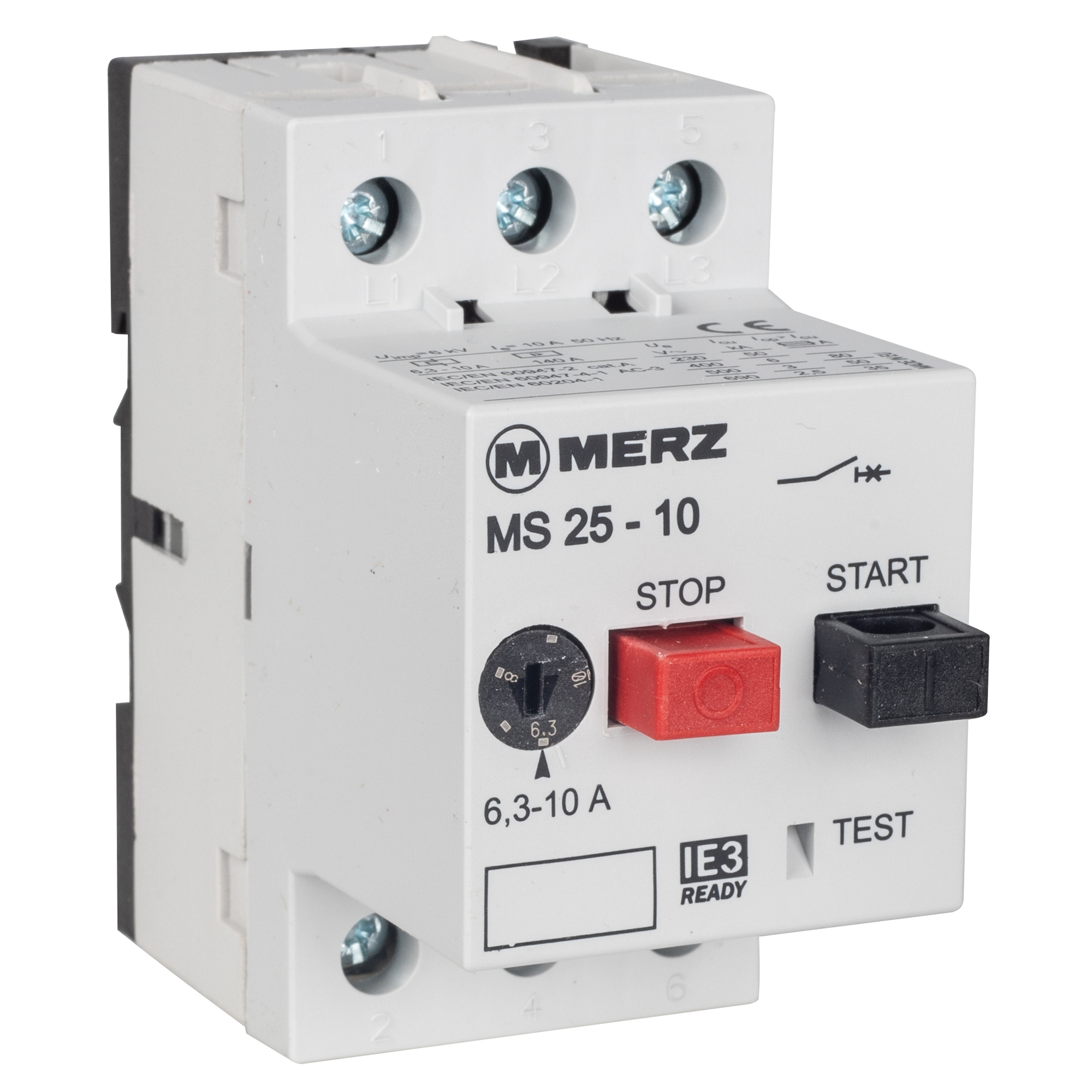 Motorschutzschalter, MS-25, 3-polig, 690V, AC-3, IE3-konform, 6,3-10,0A