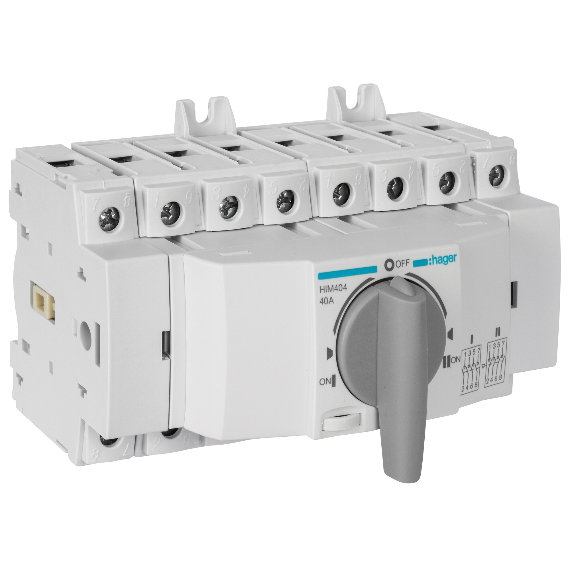 Lastumschalter, 4-polig nach DIN EN 60947-3, 8 TE, 40A 26kW