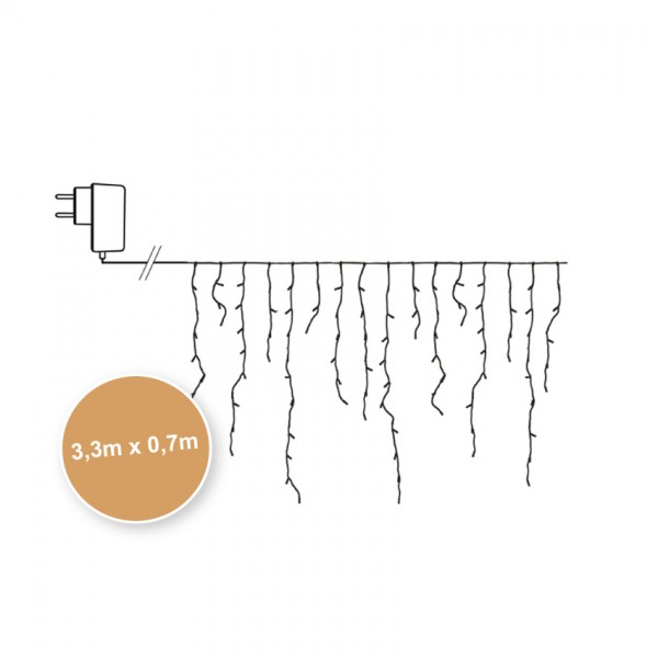 LED-Minilichtervorhang, L 3,3m, H bis 70cm, warmweiße LEDs