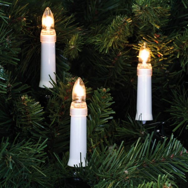 Weihnachtsbaumkette, L 7,5m, 16 x E10/14V/3W, klar/weiß, 9cm Kerzen
