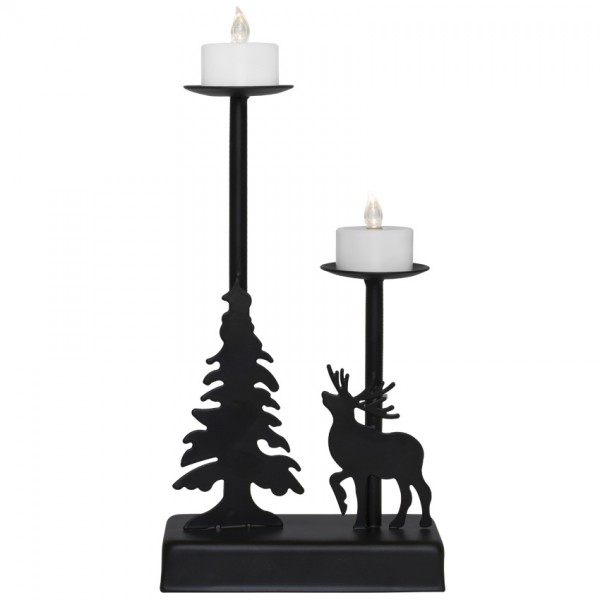 Weihnachtsleuchter, WALDER, schwarz, 2 warmweiße LEDs