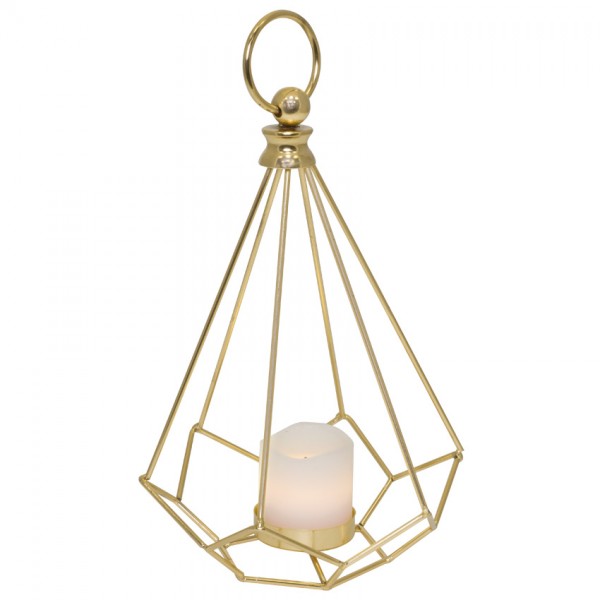 LED-Laterne, EDGE LANTERN, 1 weiße LED-Echtwachskerze, H 25cm, Ø 17cm