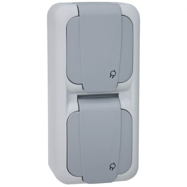 Panasonic® - AP/FR - PALMIYE - grau/dunkelgrau - Steckdose, 2-fach, senkrecht