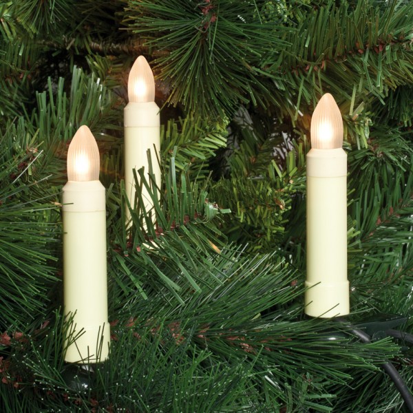 LED-Weihnachtsbaumkette, L 24m, matt/elfenbein, 30 x E10/8-34V/max. 0,2W, mit teilbarem Stecker