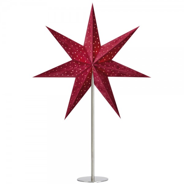 Weihnachtsstern, VELOURS, rot, H 62cm, Ø 45cm, 1 x E14/25W, samtbezogen