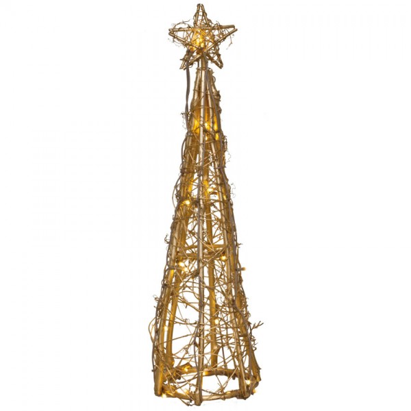 Pyramide, goldene Zweige, 35 warmweiße LEDs