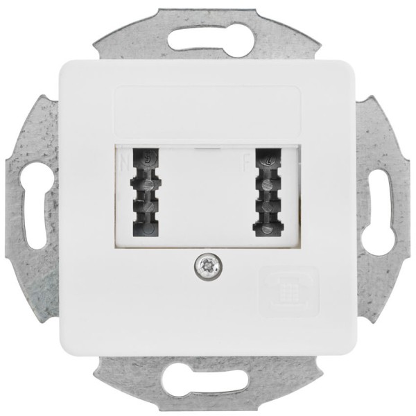 KLEIN - Kombi-Telefonsteckdose, TAE, Zentralplatte 50 x 50 mm, reinweiß - 2 x 6 FN