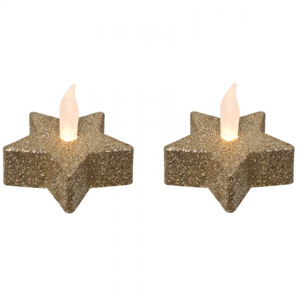 2 LED-Teelichter, je 1 warmweiße LED, gold, H 4,5cm, Ø 5,5cm, batteriebetrieben