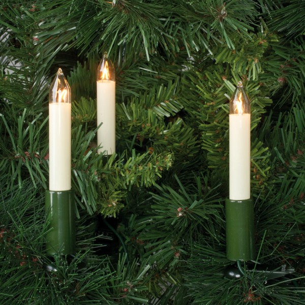 Weihnachtsbaumkette, L 14m, klar/elfenbein, 20 x E10/12V/3W