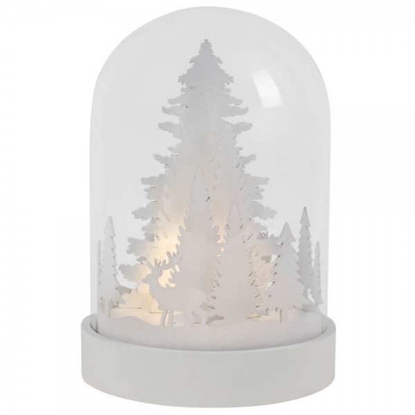 LED-Glocke, KUPOL, Motiv Bäume und Rentiere, 3 warmweiße LEDs