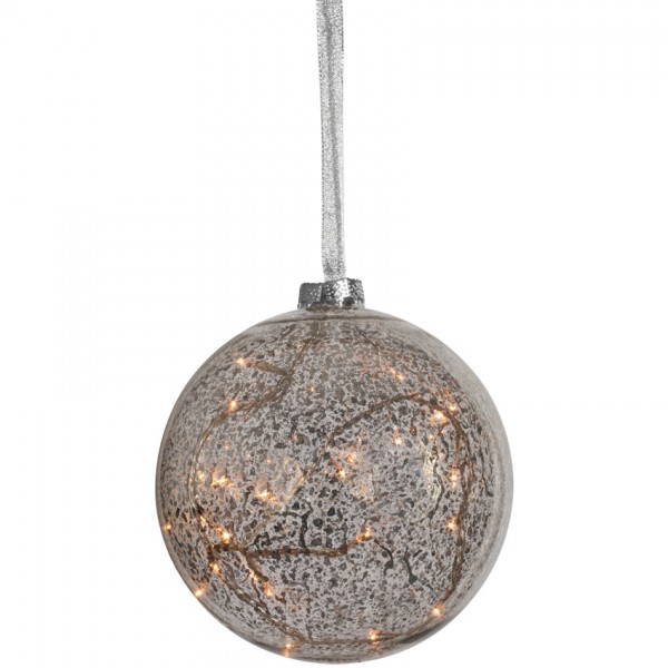 LED-Glaskugel, ARGENT, Ø 12cm, 8 warmweiße LEDs