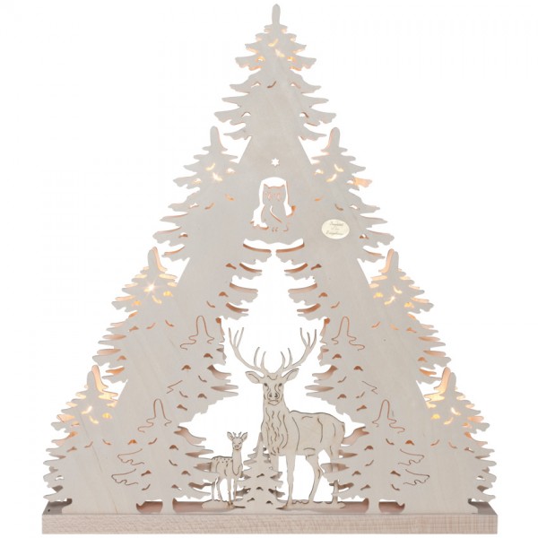 Original Erzgebirge Weihnachtsleuchter Rehe und Hirsch, 7 x E10/34V/3W