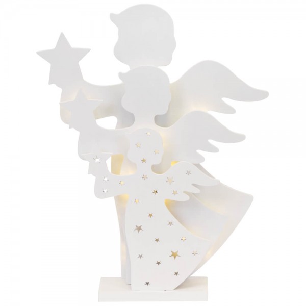 LED-Weihnachtsleuchter, 3D-Engel, warmweiße LEDs, batteriebetrieben