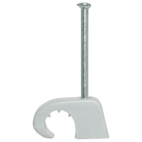 Haftclips mit Stahlnagel, grau, halogenfrei, Polypropylen (PP)-7 - 11 mm
