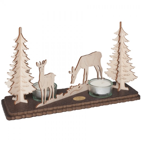 Teelichthalter, B 24,5cm, H 15cm, T 7cm, für 2 Teelichter