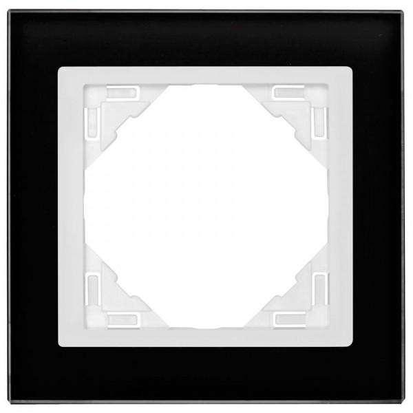 EFAPEL® - 1-fach Glas-Abdeckrahmen, LOGUS 90, Glas, schwarz, Kunststoff signalweiß