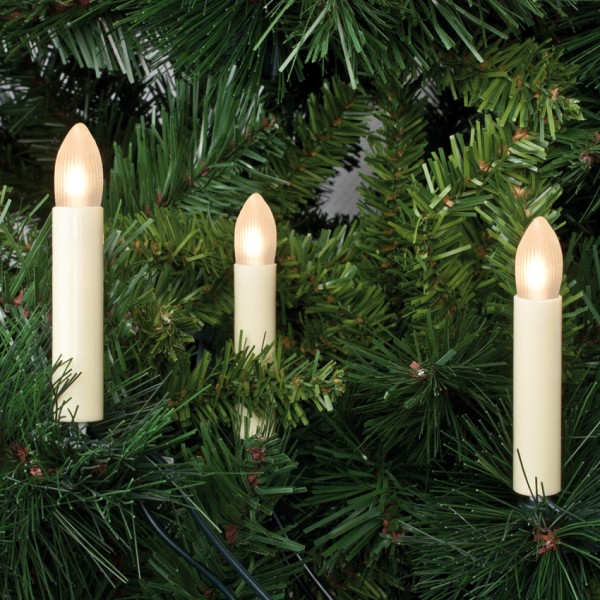 LED-Weihnachtsbaumkette, L 15m, matt/elfenbein, 30 x E10/8-34V/max. 0,2W, mit teilbarem Stecker