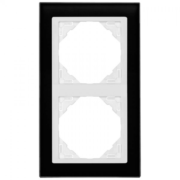 EFAPEL® - 2-fach Glas-Abdeckrahmen, LOGUS 90, Glas, schwarz, Kunststoff signalweiß
